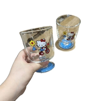 Goblet din sticlă cu model floral, rezistent la temperaturi înalte, pentru cafea, suc și apă