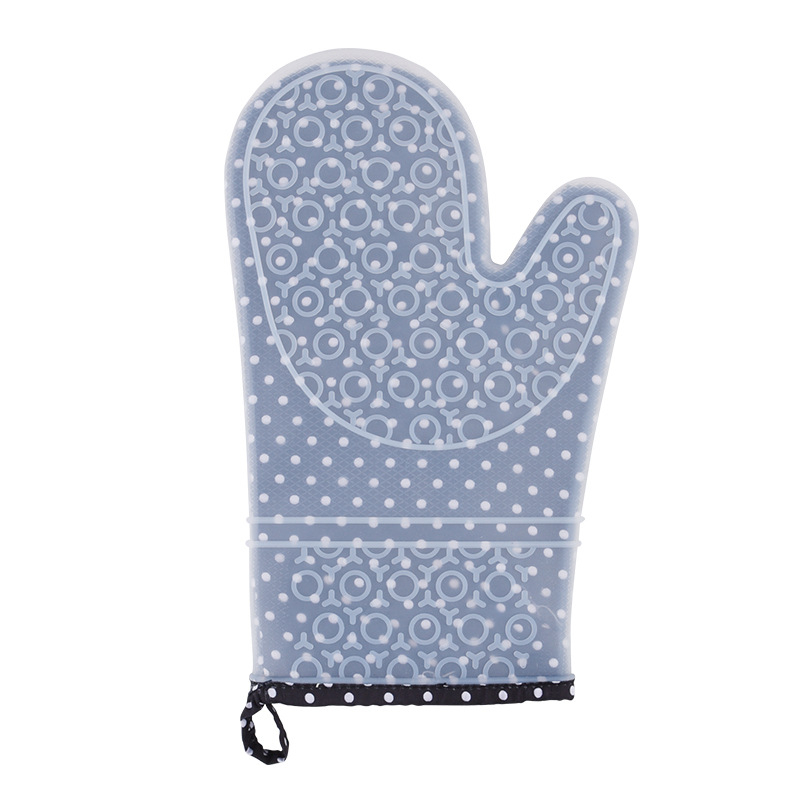 Mănuși izolante pentru bucătărie, din silicon cu bumbac în imprimeu cu buline, pentru cuptor cu microunde, două straturi, rezistente la temperaturi înalte, protecție împotriva arsurilor