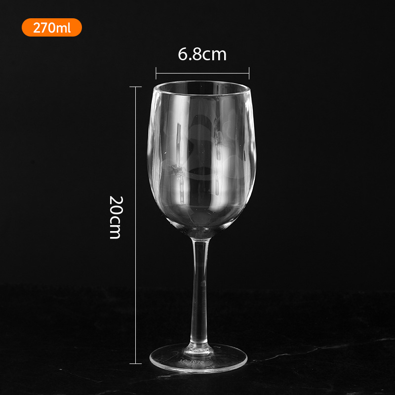 Pahar de vin din plastic acrilic PS, pentru uz casnic și restaurant, transparent, cu picior, rezistent la căderi
