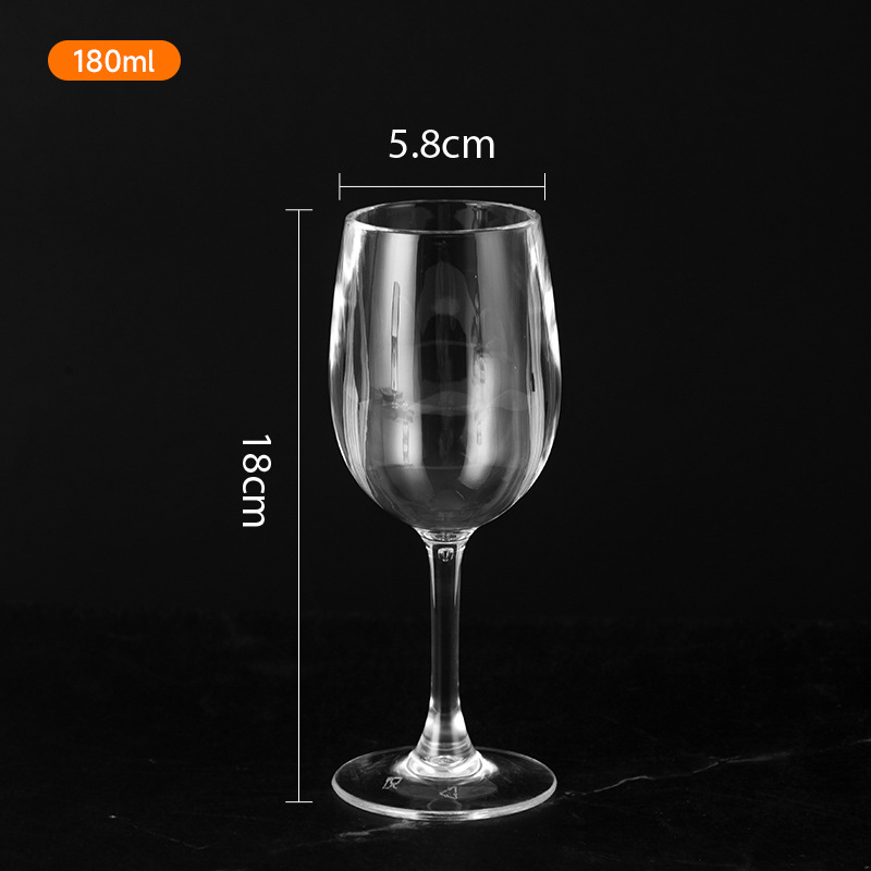 Pahar de vin din plastic acrilic PS, pentru uz casnic și restaurant, transparent, cu picior, rezistent la căderi