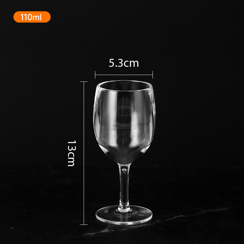 Pahar de vin din plastic acrilic PS, pentru uz casnic și restaurant, transparent, cu picior, rezistent la căderi