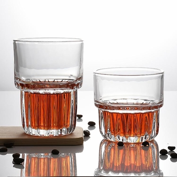 Pahare din sticlă transparente, pentru whisky, bere și apă, stivuibile - accesorii pentru barul de acasă