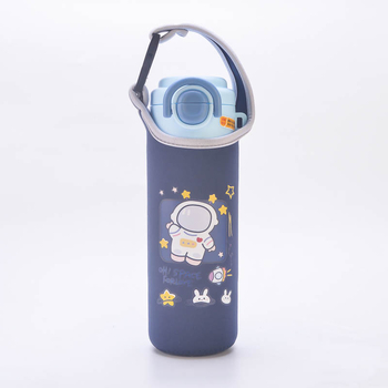 Husă portabilă pentru pahar cu mâner, 500 ml, design desen animat, husă protector din material textil pentru apă sau ceai, pentru copii