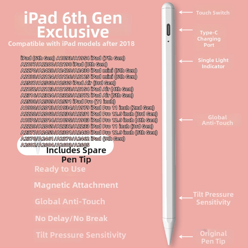 Mágneses töltésű iPad stylus – Kompatibil az Apple Pencil-le, iPad és érintőképernyős eszközökhöz