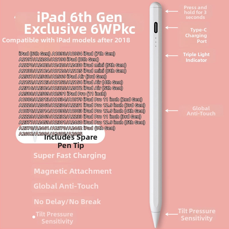 Mágneses töltésű iPad stylus – Kompatibil az Apple Pencil-le, iPad és érintőképernyős eszközökhöz
