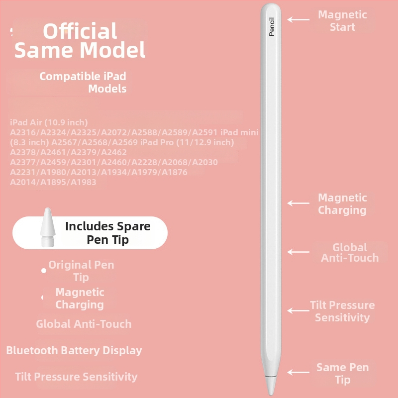 Mágneses töltésű iPad stylus – Kompatibil az Apple Pencil-le, iPad és érintőképernyős eszközökhöz