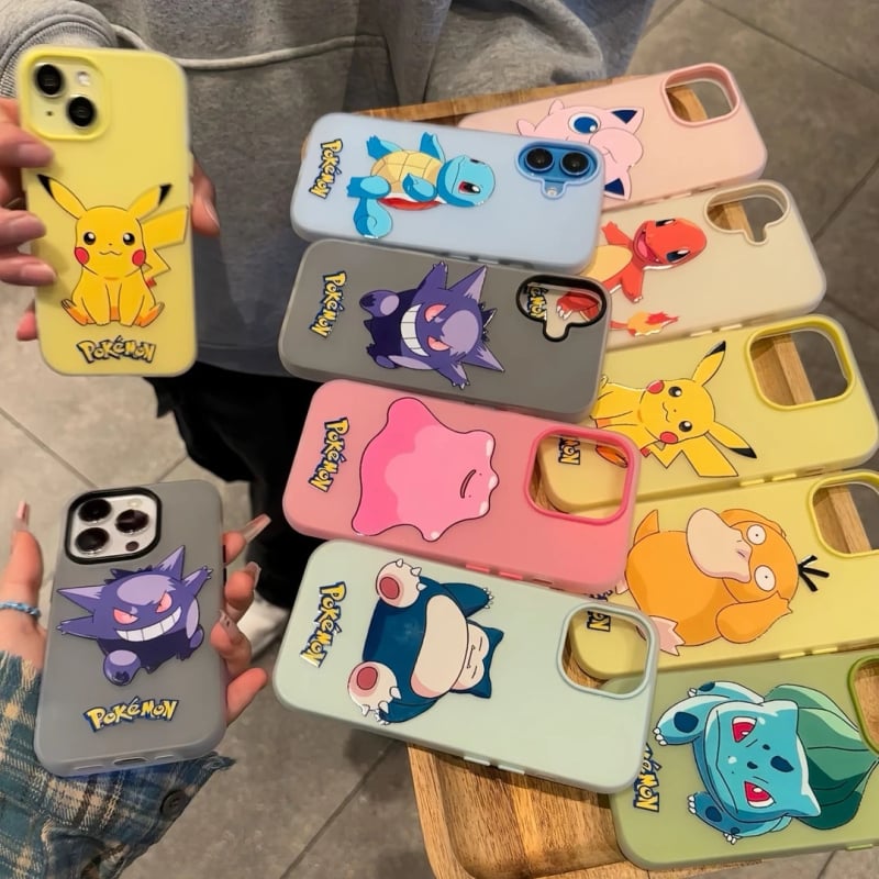 Pokémon anime 2-u-1 jelly futrola za iPhone 11–14 Pro/Pro Max, matni dojam, zaštita od padova