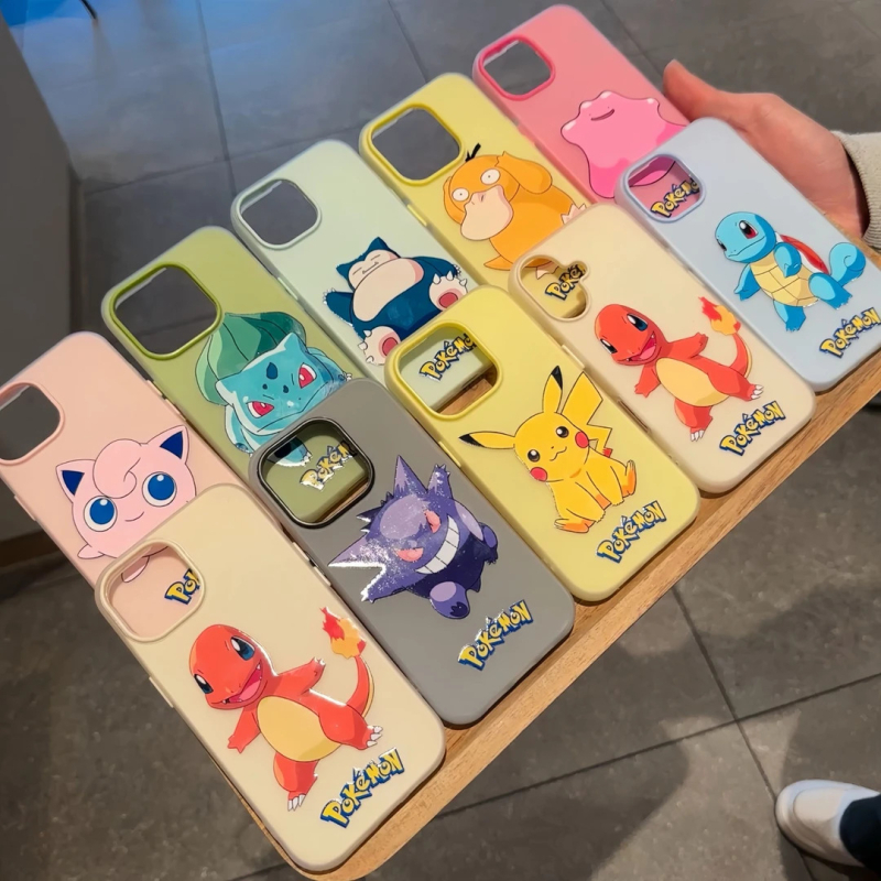 Pokémon anime 2-u-1 jelly futrola za iPhone 11–14 Pro/Pro Max, matni dojam, zaštita od padova