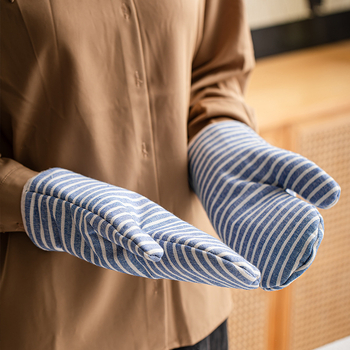 Mănuși termice, cu dungi, groase, rezistente la temperatură pentru cuptor și cuptor cu microunde, din bumbac