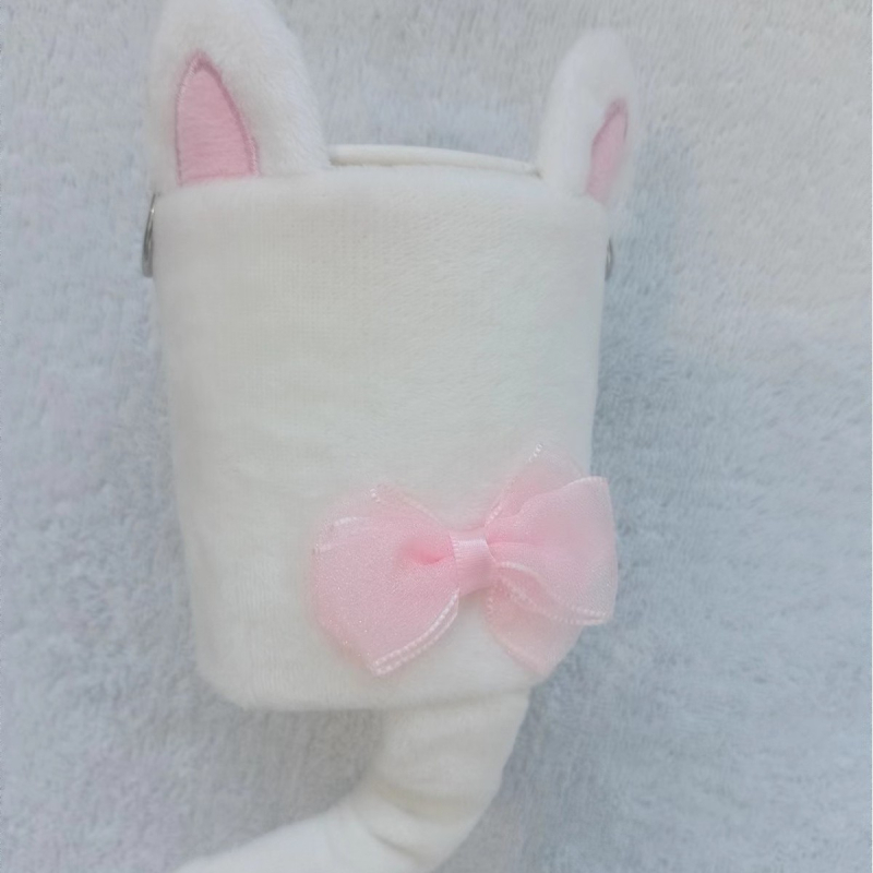 Husă din material textil pentru cana de ceai cu curea crossbody, design iepuraș drăguț, izolație