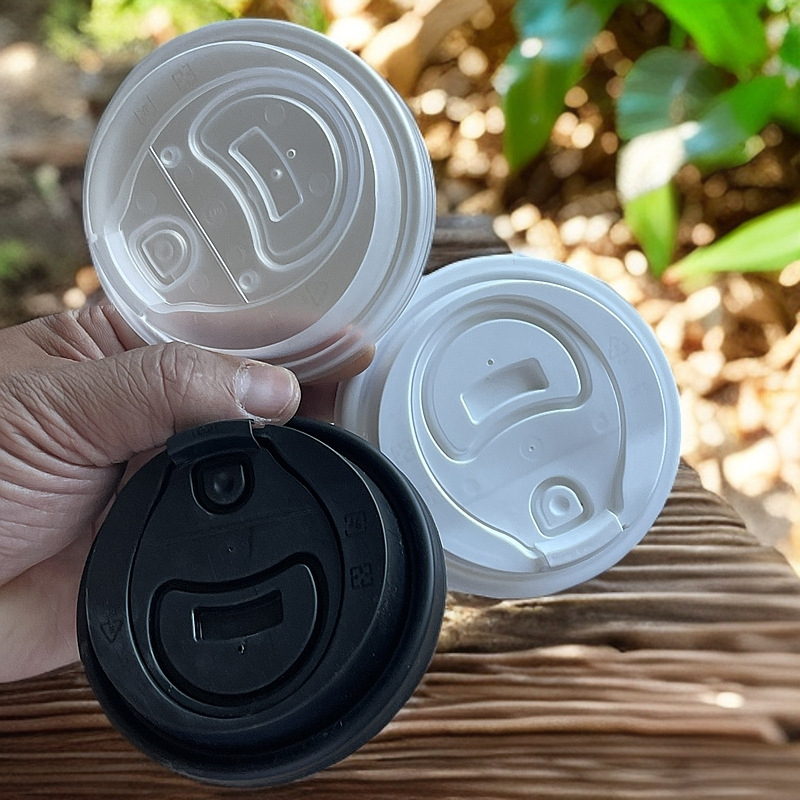 Cap de pahar pliabil, etanș la scurgeri, de unică folosință — pentru ceai cu lapte și cafea fierbinte, capac de tip fluture din PP pentru pahare de carton