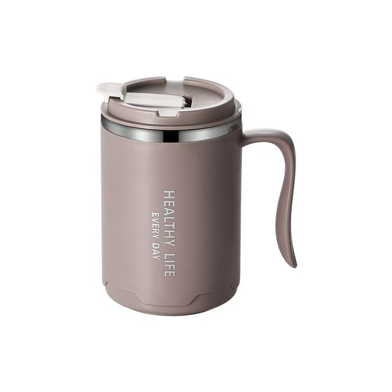 Cană din oțel inoxidabil 304, pereți dubli, capac și mâner, 500 ml