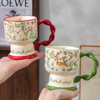 Cană ceramică înaltă pentru cafea, stil retro, senzație premium, cadou practic pentru cele mai bune prietene