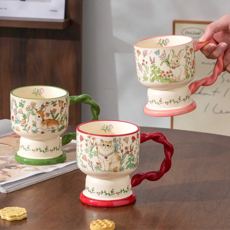 Cană ceramică înaltă pentru cafea, stil retro, senzație premium, cadou practic pentru cele mai bune prietene