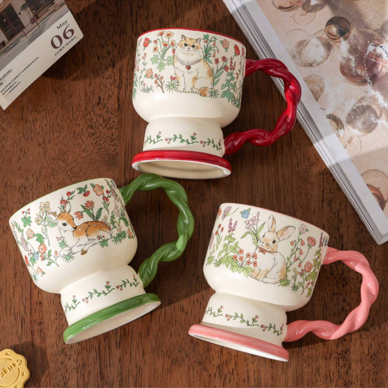 Cană ceramică înaltă pentru cafea, stil retro, senzație premium, cadou practic pentru cele mai bune prietene