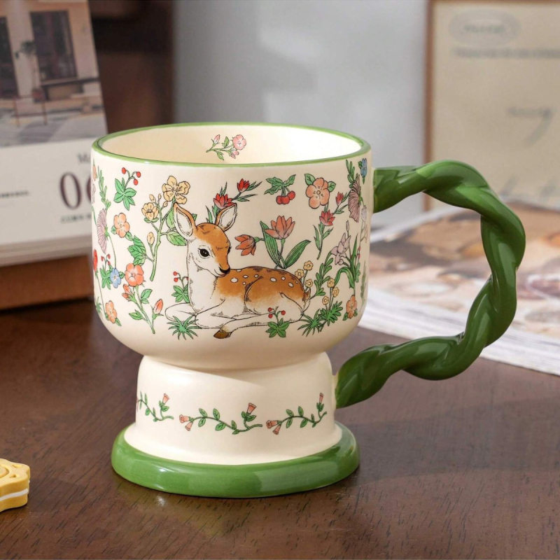 Cană ceramică înaltă pentru cafea, stil retro, senzație premium, cadou practic pentru cele mai bune prietene