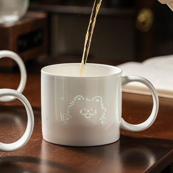 Ceașcă de porțelan alb fin, pentru cafea și ceai, pentru birou sau casă, cu culoare sub glazură