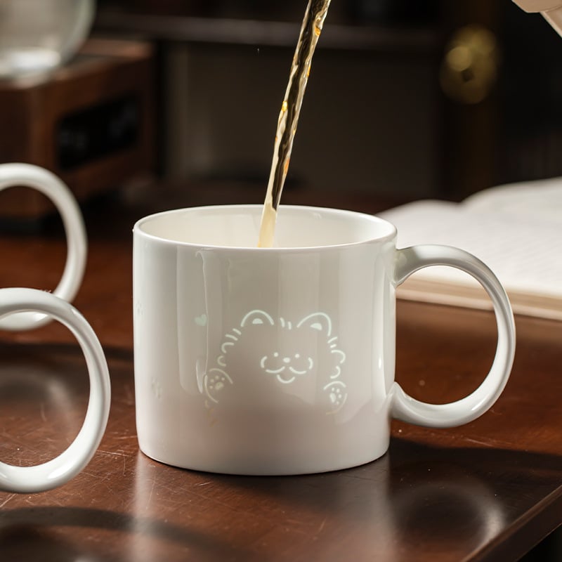Ceașcă de porțelan alb fin, pentru cafea și ceai, pentru birou sau casă, cu culoare sub glazură