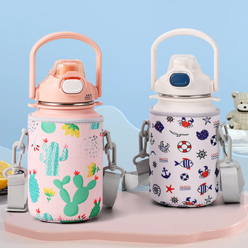 Husă din neopren pentru cană termo 900–1000 ml, protecție pentru drumeții, cu spațiu de depozitare