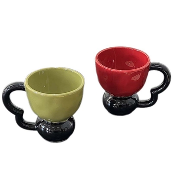 Ceașcă ceramică de tip B, cu culori în contrast și formă sferică, stil ușor lux, valoare estetică ridicată, pentru acasă, cămin și birou