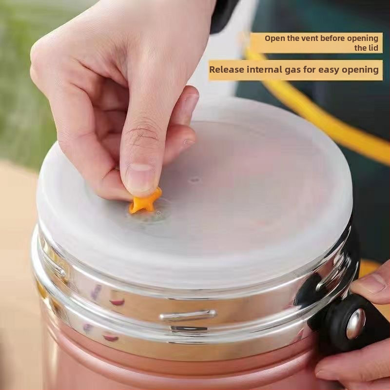 Capac etanș Jingzhibao pentru cutie de prânz izolat în vid, capac rotund din oțel inoxidabil cu capac interior, anti-vărsare