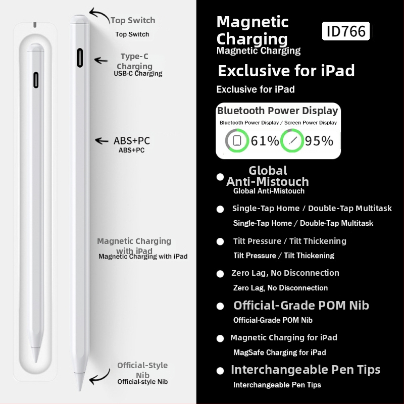 Stylus pre iPad s tromi LED indikátormi napájania — magnetický kapacitný per na kreslenie a písanie