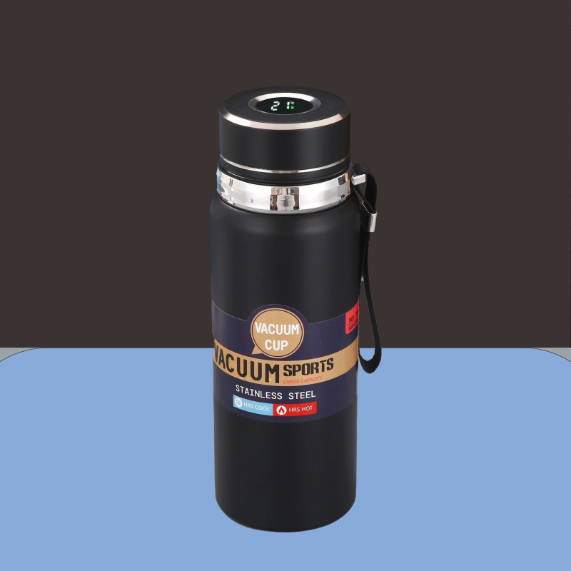 Termos din oțel inoxidabil 316, 800 ml, cană de călătorie cu afișaj temperatură, infuzor de ceai, capac filetat