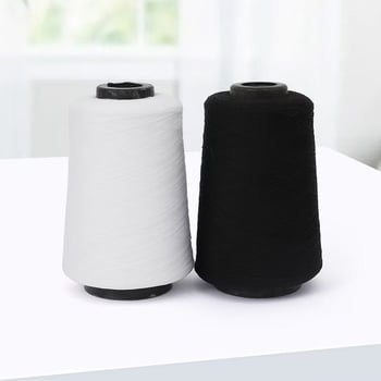 Good Leaves fir poliester pentru overlock, 150D, cu elasticitate redusă, bobină mare 500 g, negru și alb