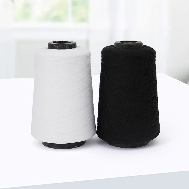 Good Leaves fir poliester pentru overlock, 150D, cu elasticitate redusă, bobină mare 500 g, negru și alb