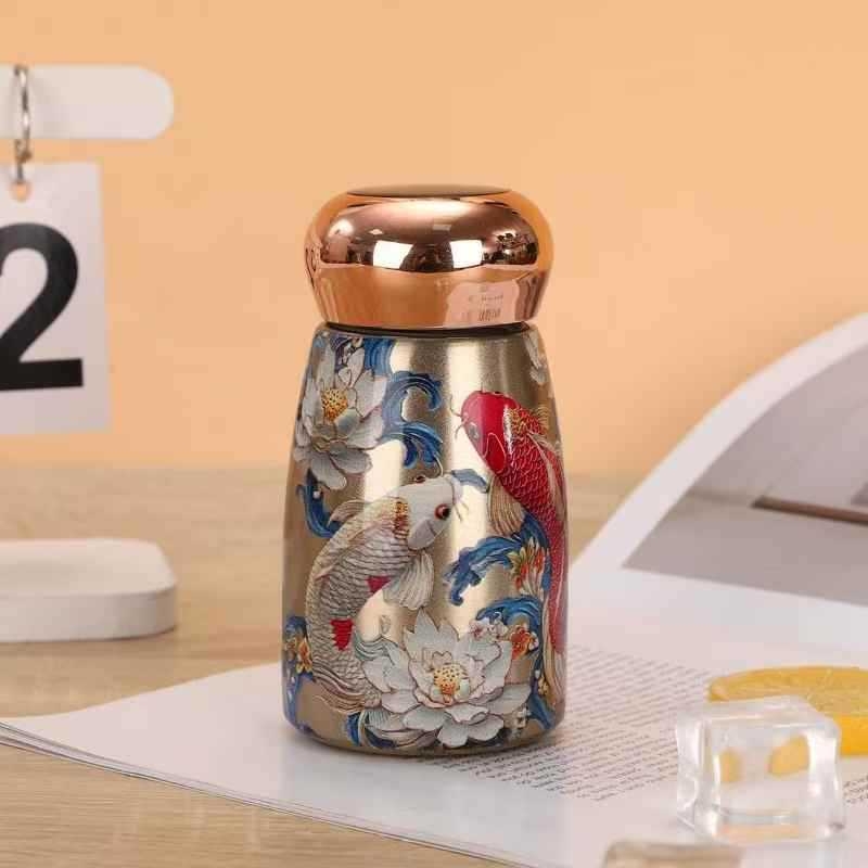 Termos mini cu afișaj de temperatură, în stil chinezesc, pentru femei, din oțel inox 316, pentru utilizare în aer liber și acasă