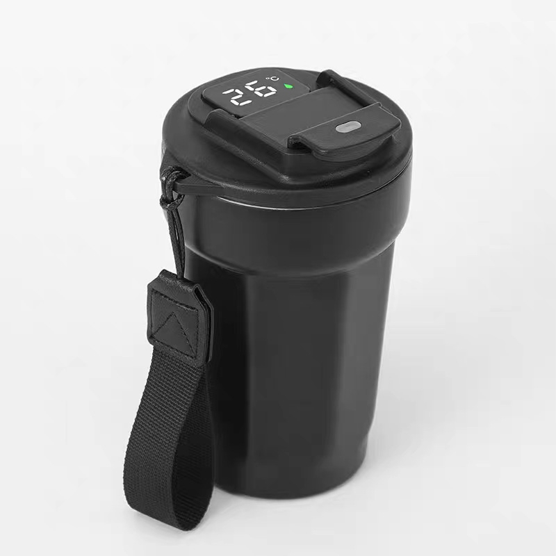 Ceșă de cafea octogonală cu măsurare inteligentă a temperaturii și afișaj, compartiment interior din oțel inoxidabil 316, termos izolat cu mâner de sfoară, cadou creativ