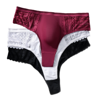 Férfi csipkés tangája, 3D kontúros zsebbel, lélegző Ice Silk anyag