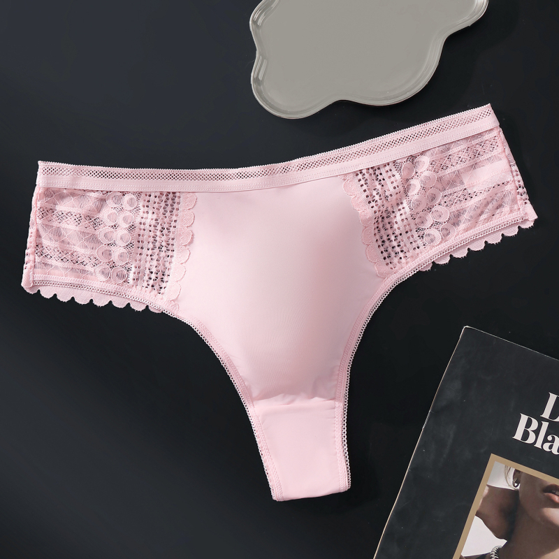 Férfi csipkés tangája, 3D kontúros zsebbel, lélegző Ice Silk anyag