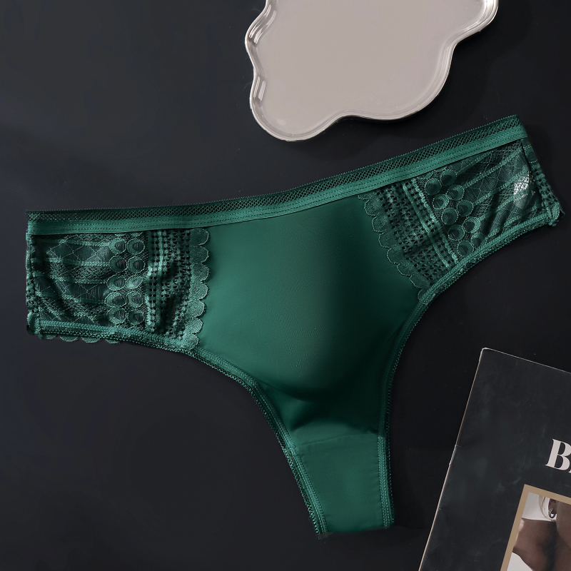 Férfi csipkés tangája, 3D kontúros zsebbel, lélegző Ice Silk anyag