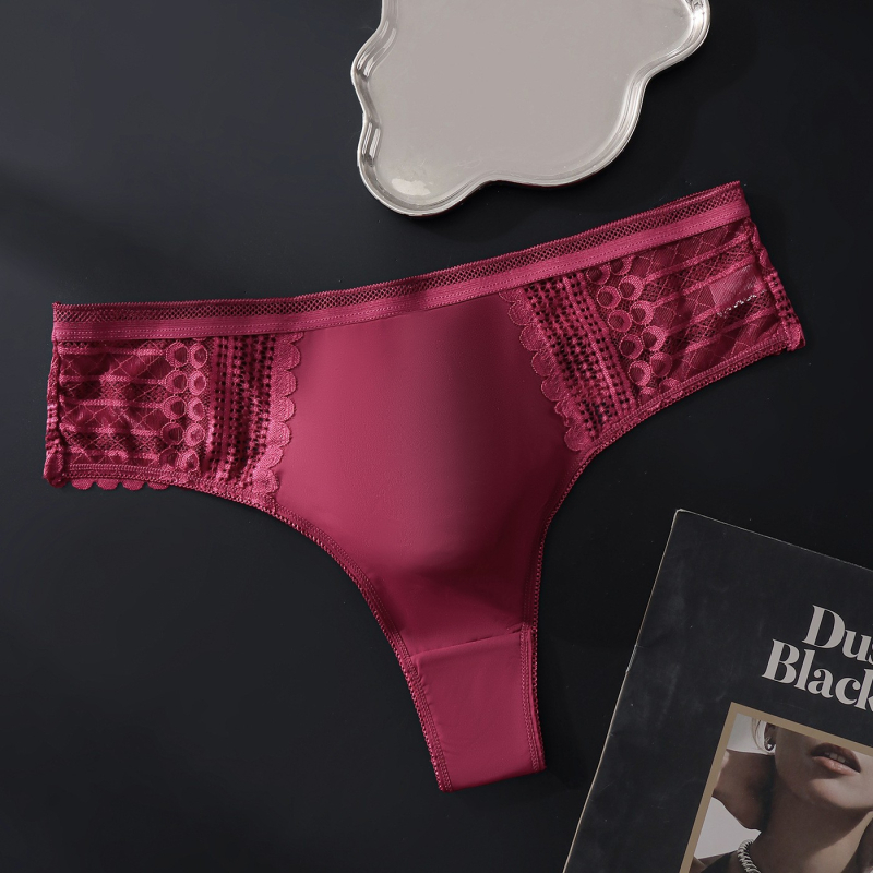 Férfi csipkés tangája, 3D kontúros zsebbel, lélegző Ice Silk anyag