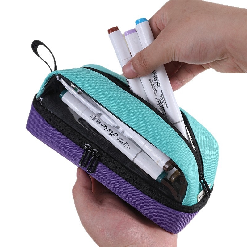 Penar cu capacitate mare, design transparent minimalist, pătrat și rotund pentru elevi, organizator de pixuri