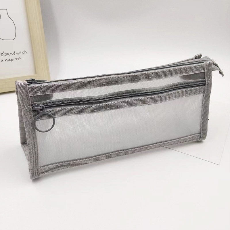 Penar din plasă triunghiular transparent, capacitate mare, dublu strat, pentru băieți, stil minimalist, rezistent la pete, rechizite