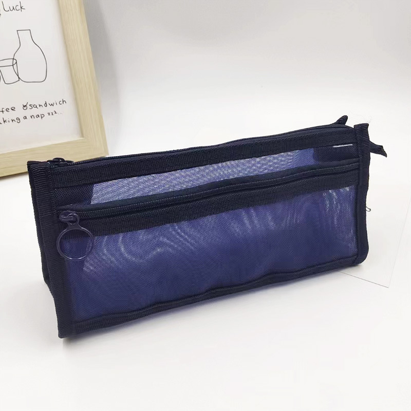 Penar din plasă triunghiular transparent, capacitate mare, dublu strat, pentru băieți, stil minimalist, rezistent la pete, rechizite