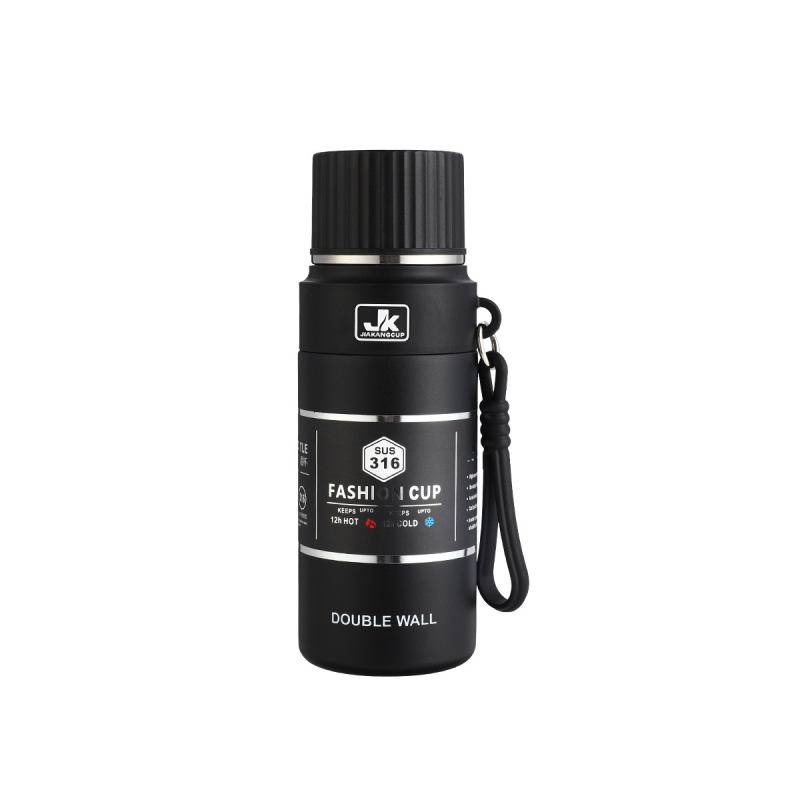 Cană termică din oțel inoxidabil JK316, capacitate mare, portabilă cu curea, corp integral din oțel pentru exterior, gravare disponibilă