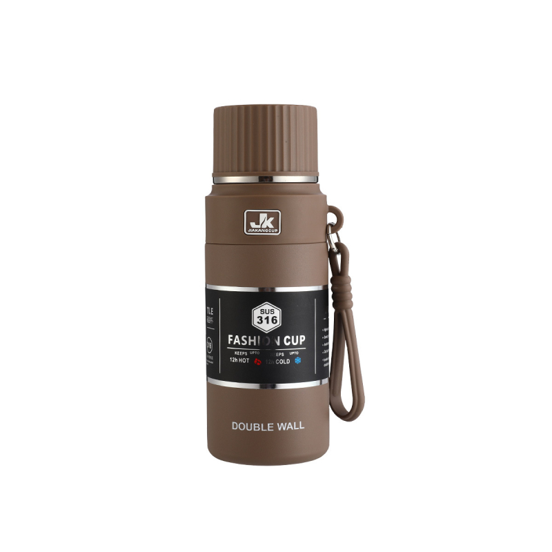 Cană termică din oțel inoxidabil JK316, capacitate mare, portabilă cu curea, corp integral din oțel pentru exterior, gravare disponibilă