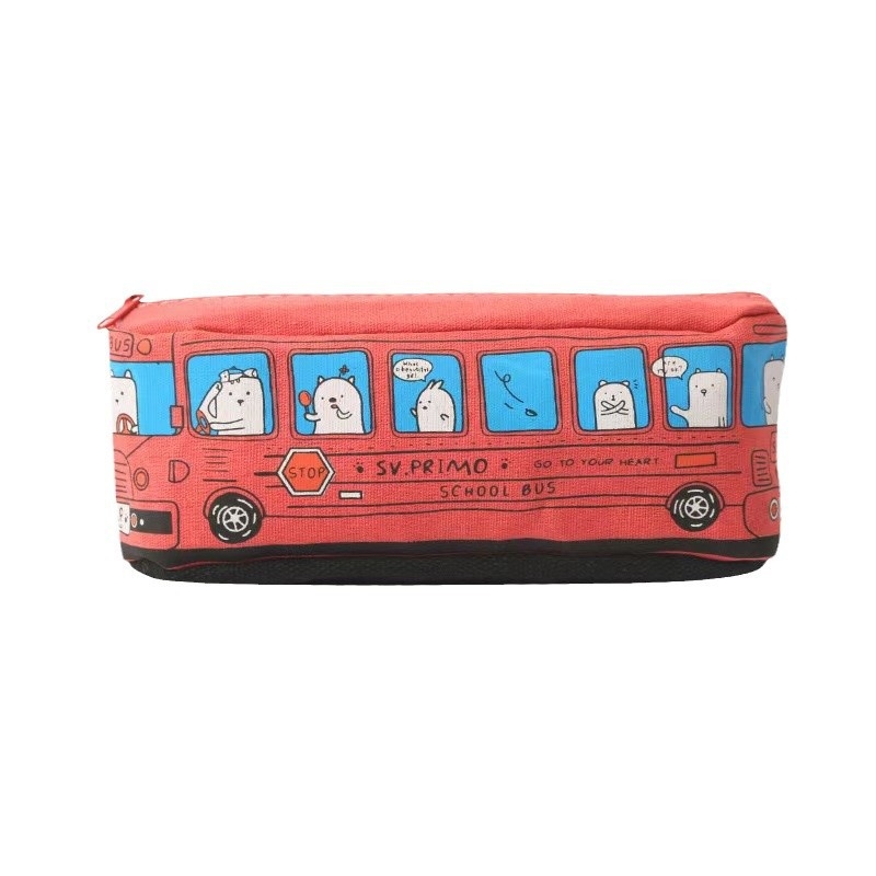 Penar creativ, capacitate mare, cu teme autobuz și mașină, pentru grădiniță și școala primară, stil coreean minimalist