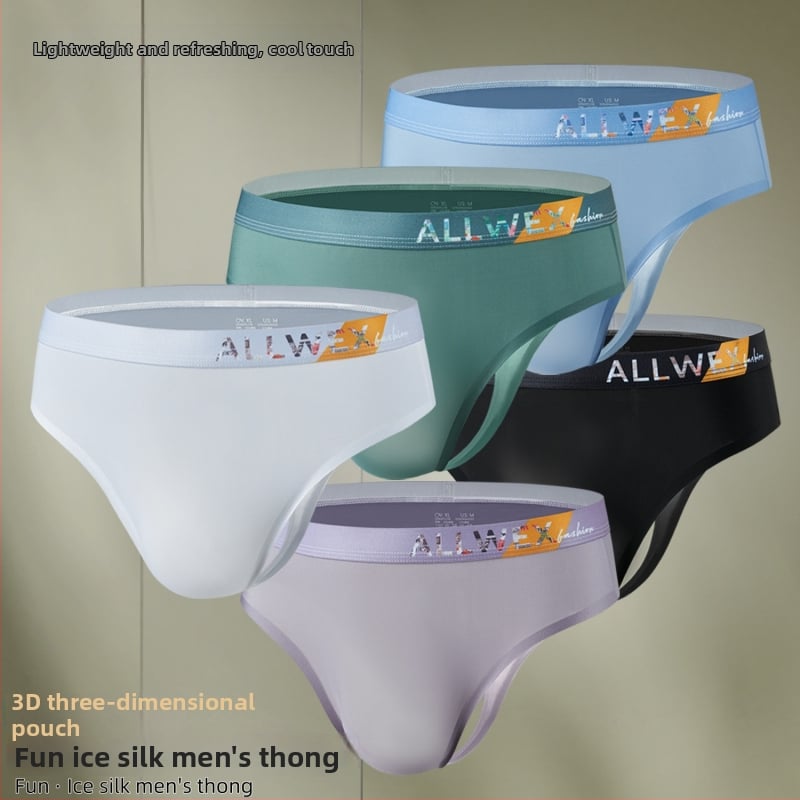 Muške tangice, lagani 3D ergonomski džep, s logom Allwex, od ice silk materijala, bez šavova, sportski trokut stil
