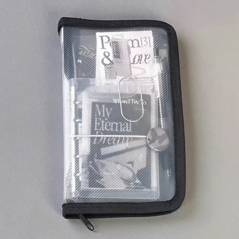 A6 husă transparentă de depozitare cu textură twill, pentru autocolante și materiale pentru jurnal, design minimalist, capacitate mare