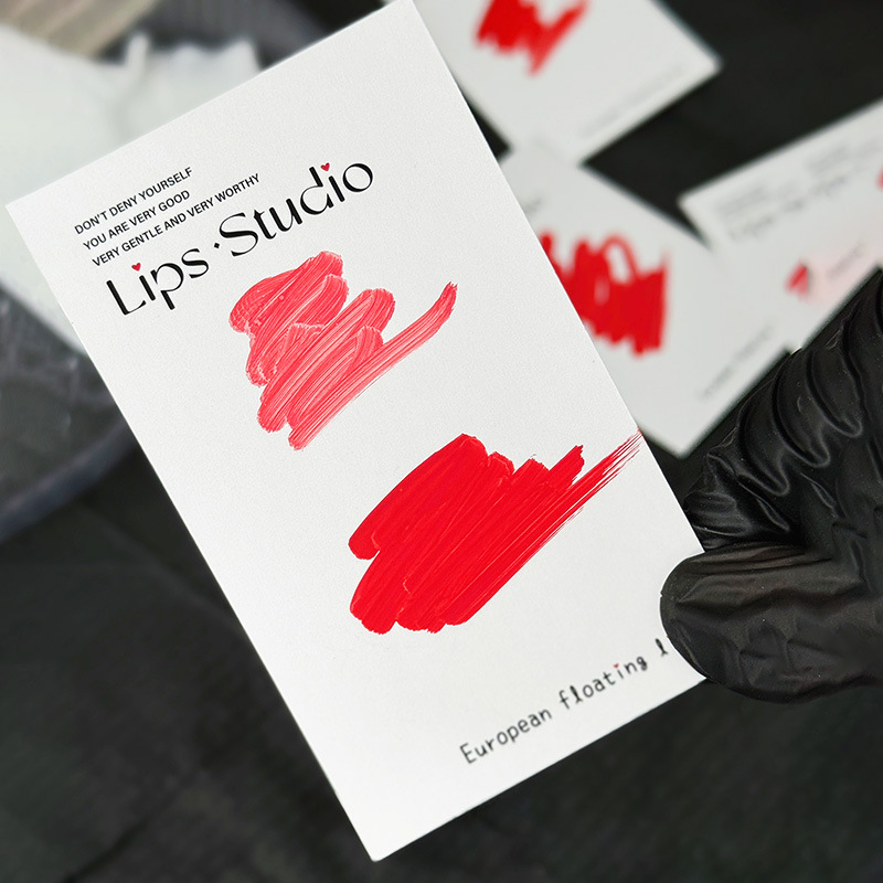 Carte cu mostre de culoare pentru buze, Carte de îngrijire pentru tatuaj și broderie, Imprimare nume magazin, Precauții post-procedură pentru tatuaj și microblading sprâncene, Imprimare logo, Frumusețe