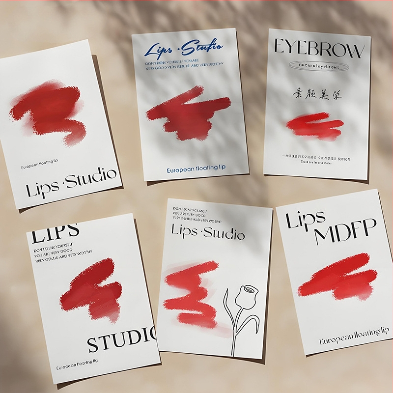 Carte cu mostre de culoare pentru buze, Carte de îngrijire pentru tatuaj și broderie, Imprimare nume magazin, Precauții post-procedură pentru tatuaj și microblading sprâncene, Imprimare logo, Frumusețe