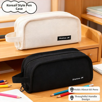 Penar de mari capacitate, cutie de papetărie multifuncțională în stil coreean, din pânză pentru copii, design simplu și elegant
