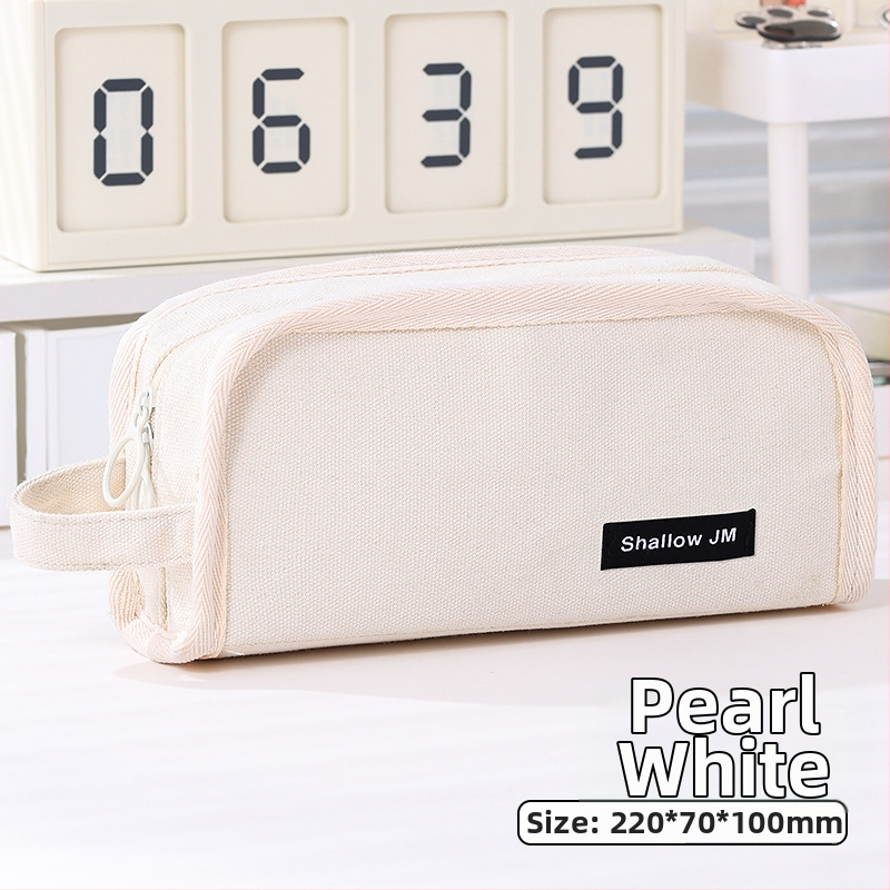 Penar de mari capacitate, cutie de papetărie multifuncțională în stil coreean, din pânză pentru copii, design simplu și elegant