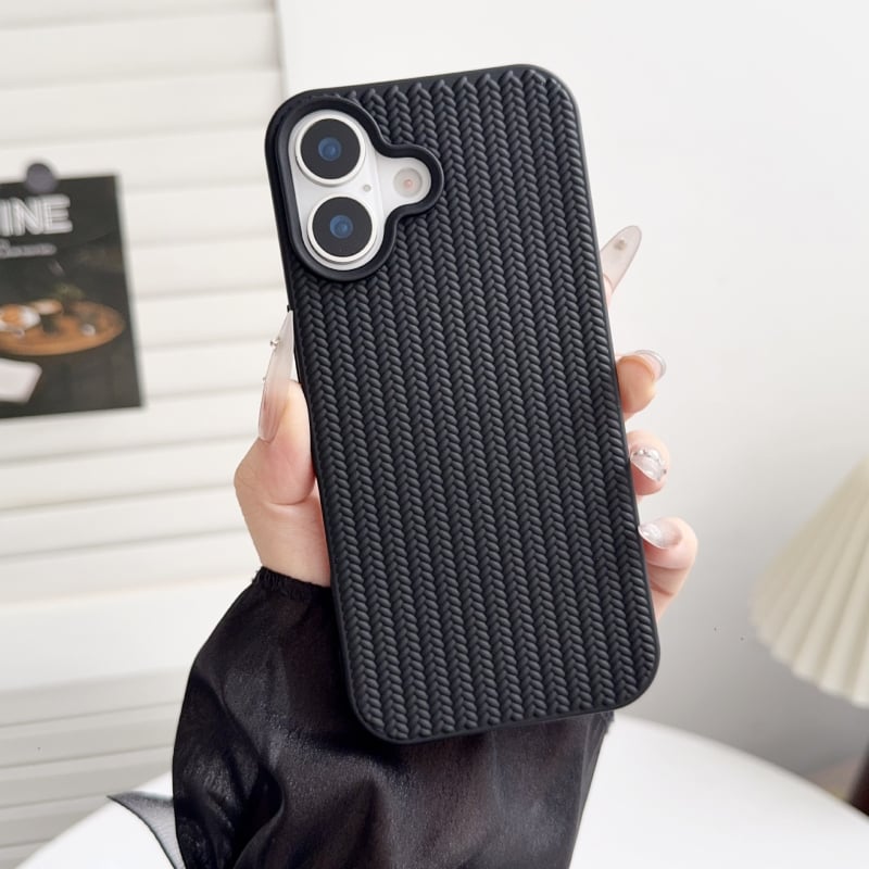 Minimalistička jednobojna torbica za iPhone 17 Pro Max s pletenom teksturom, 360° zaštita, protuklizna površina, kompatibilna s iPhone 16 Pro i iPhone 15/14