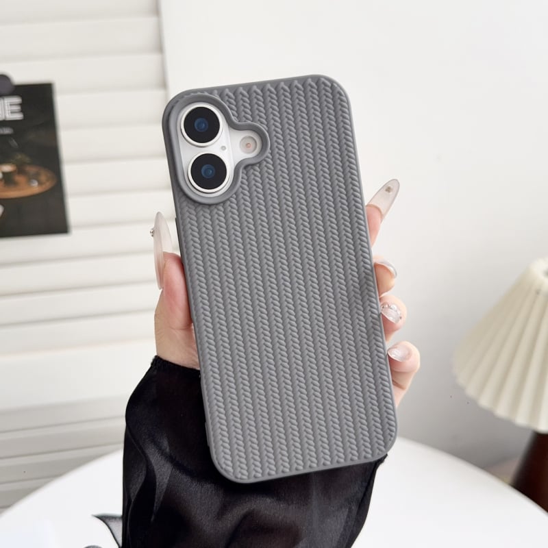 Minimalistička jednobojna torbica za iPhone 17 Pro Max s pletenom teksturom, 360° zaštita, protuklizna površina, kompatibilna s iPhone 16 Pro i iPhone 15/14