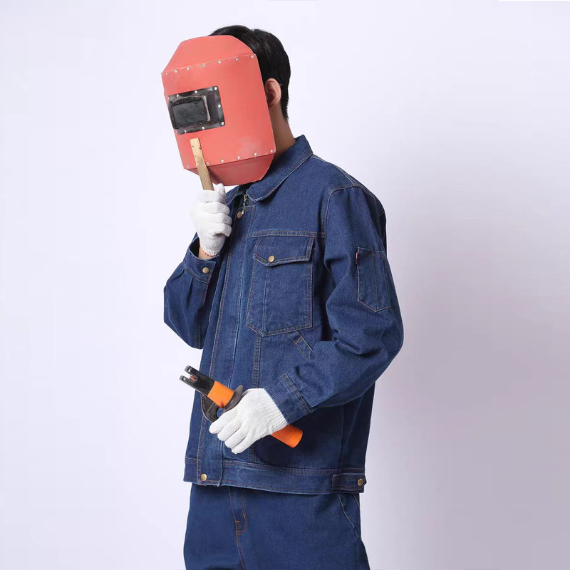 Denim radni komplet za muškarce i žene, pojačani zavarivački kombinezon za tvornicu, gradilište, popravak automobila i električarsku radionicu